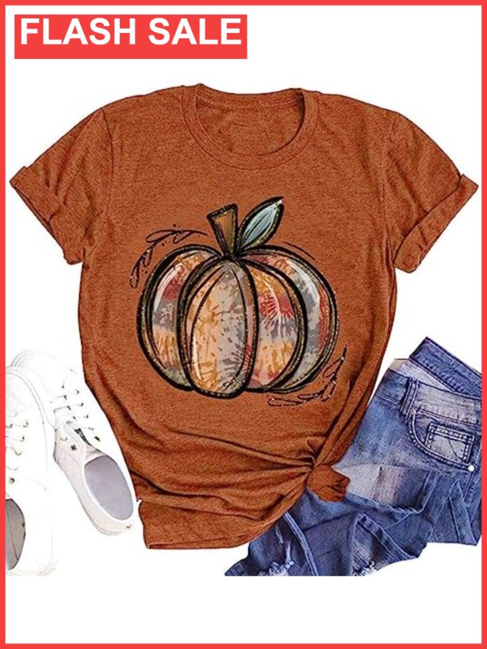 Womens Thanksgiving Pumpkin Graphic Tee Casual Short Sleeve T-Shirt